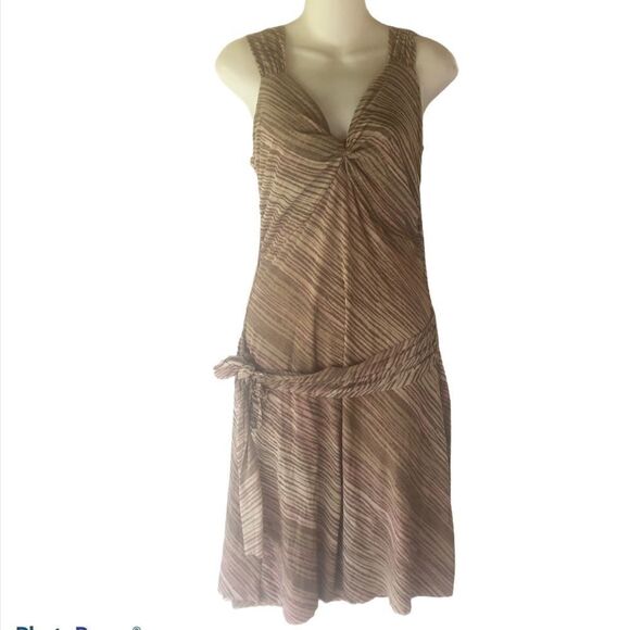 ANTHROPOLOGIE SWEET PEA BY STACI FRATI SLEEVELESS PRINTED MESH BODYCON DRESS L - Picture 1 of 8